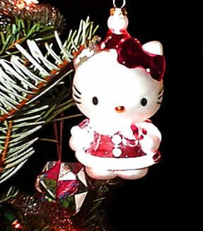 Hello Kitty ornament, on our tree.